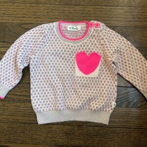 The Bonnie Mob pink jacquard heart sweater, Size 6-12 months
